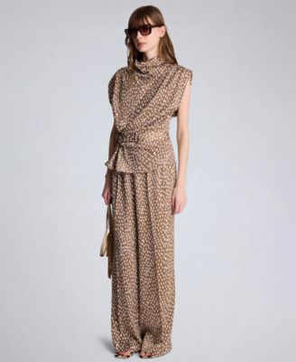 Women's Polka Dot Mid-Rise Trousers