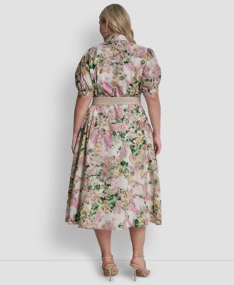 Plus Size Drop Waist Collared Shirtdress