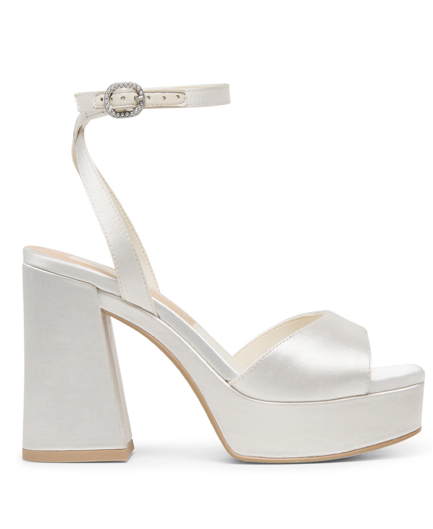 Женские сандалии Dolce Vita Felicia Ankle-Strap Two-Piece Platform, цвет: Белый атласный — фото 2