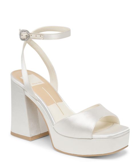 Женские сандалии Dolce Vita Felicia Ankle-Strap Two-Piece Platform, цвет: Белый атласный