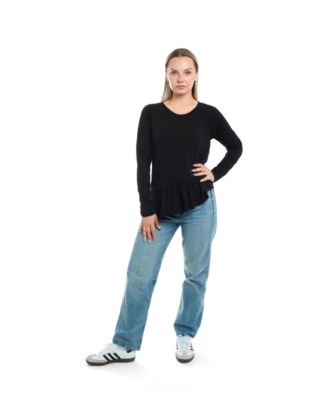 Women's Raglan Long Sleeve Asymmetric Peplum