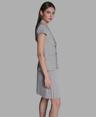 Women's Peak Lapel Collar Plaid Double-Breasted Jacket