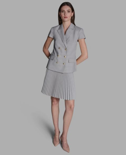 Женские куртки BCBG Peak Lapel Collar Plaid Double-Breasted Jacket