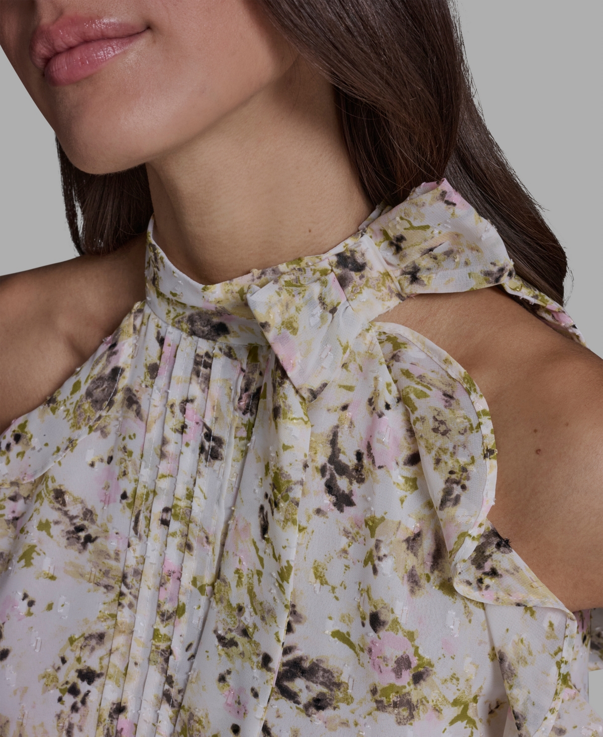 Bcbg Women's Printed Tie-Neck Halter Blouse