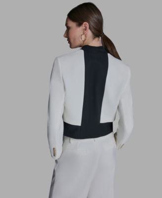 Women's Stand-Up Collar Open-Front Blazer