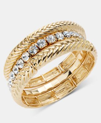 3-Pc. Set Crystal & Textured Stretch Bracelets