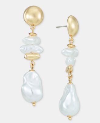 Imitation Pearl Linear Drop Earrings