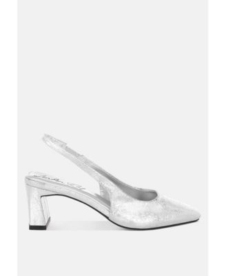 Women's AMBERIN Crinkled Metallic Slingback Heels