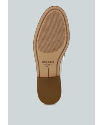 Rag and Co Womens Roxana Real Leather Penny Strap Loafers