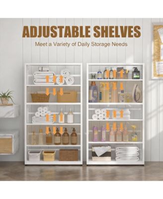 5-Tier Metal Bookcase with Adjustable Shelves for Living Room, Study, Kitchen