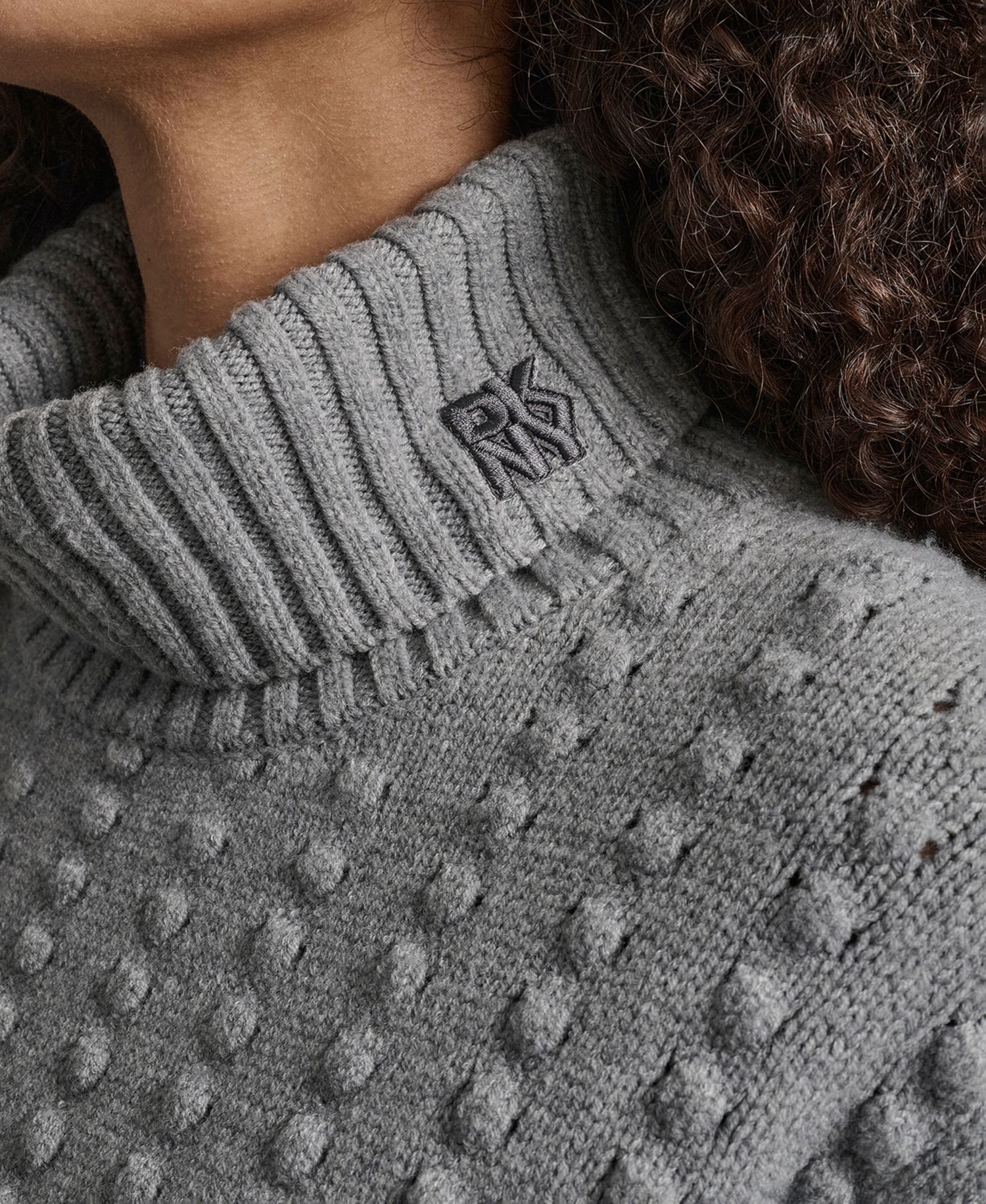 Women's Turtle Neck Bobble Stitch Long Sleeve Sweater