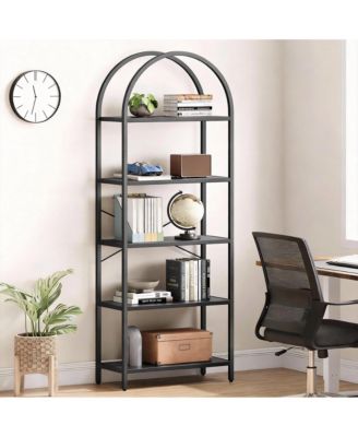 5 Tier Arched Bookshelf - Modern Design, Sturdy Metal Frame, Multi-Functional