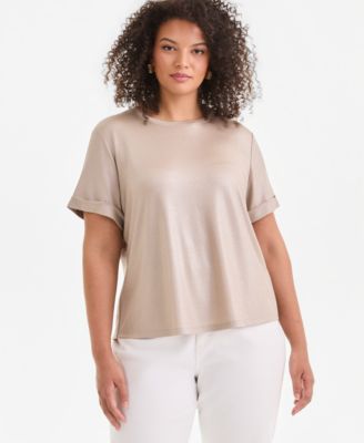 Plus Size Metallic Foiled T-Shirt