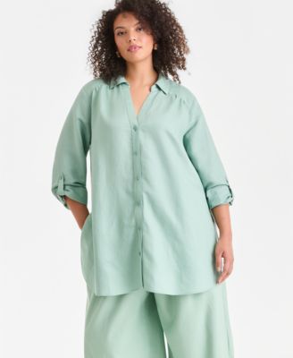 I.N.C. International Concepts Plus Size Linen-Blend Tunic, Exclusively at Macy's