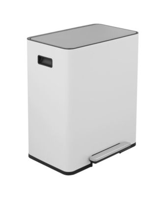 15.6 Gallon Rectangular Stainless Steel Step on With Two 30 Liter Compartments Trash Can