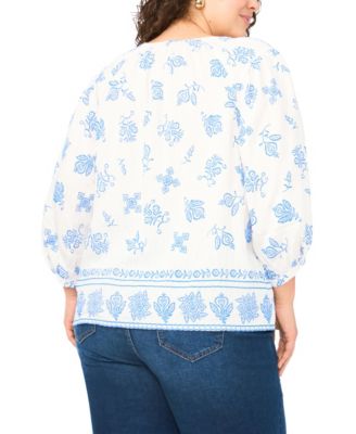 Plus Size Tie Neck Pull-On Top