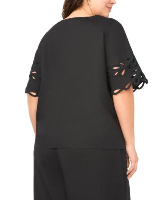 Plus Size Embroidered V-Neck Top