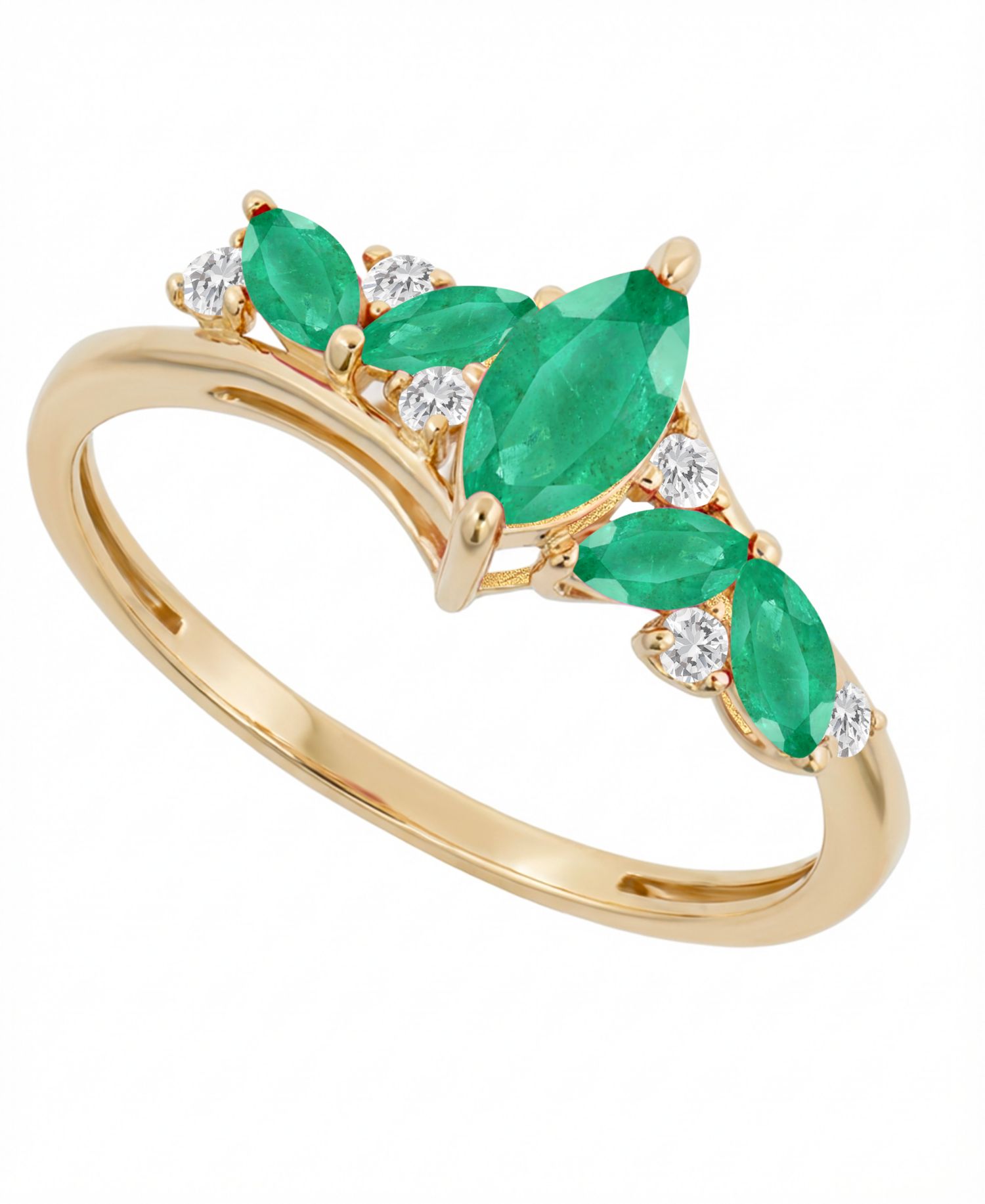 Ruby (7/8 ct. t.w.) and Diamond (1/10 ct. t.w.) Ring in 14k Yellow Gold (Also Available in Sapphire and Emerald)