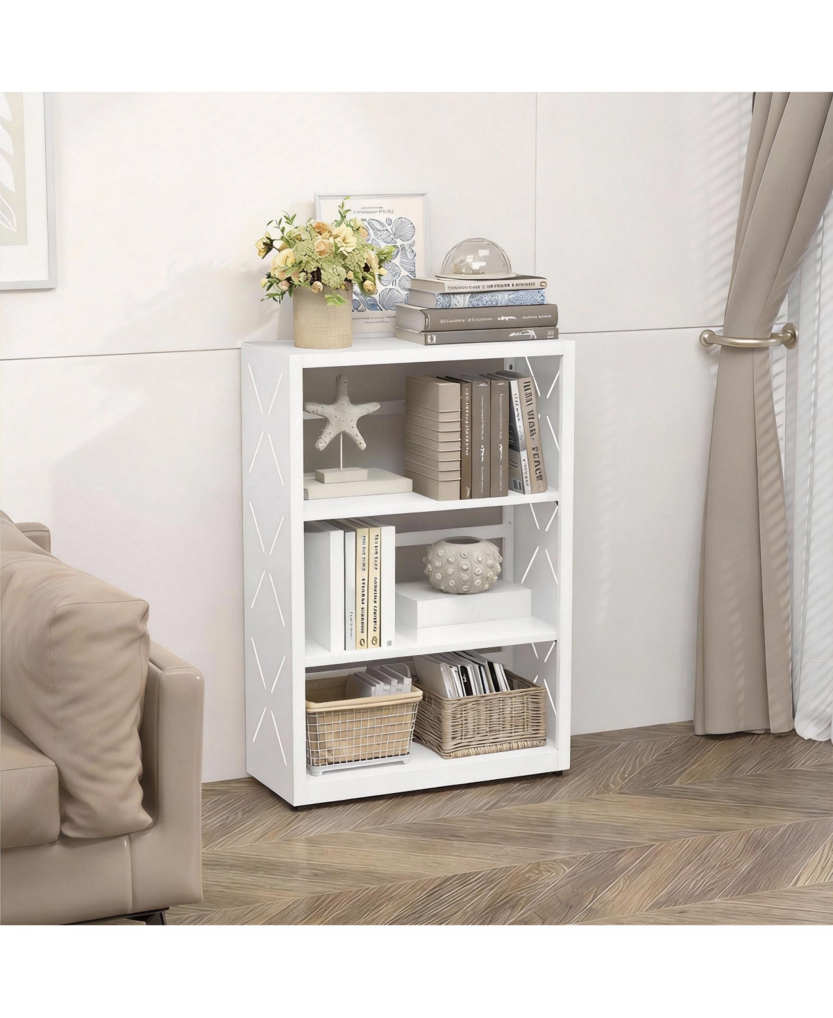 Yigii 3-Tier Metal Bookcase with Adjustable Shelves for Home Office