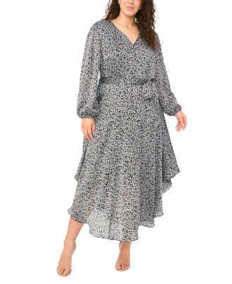 Plus Size Flutter Sleeve V-Neck Maxi Dress