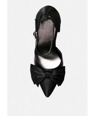 DINGLES Womens Bow Embellished Satin Stiletto Sandals