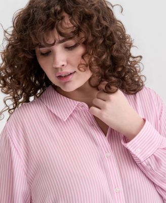 Trendy Plus Size Button-Front Crepe Shirt