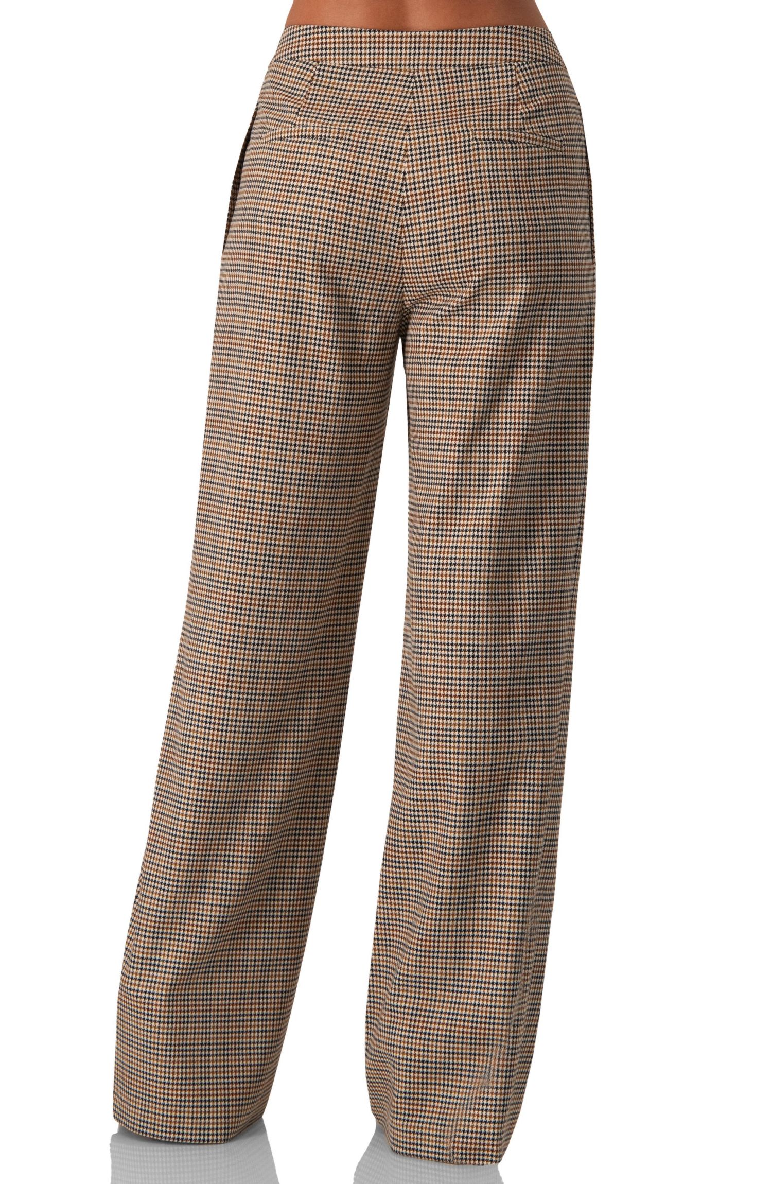 Women's Straight Pleated Patterned Trousers
