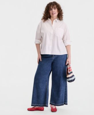 Trendy Plus Size Button-Front Shirt