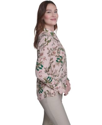 Women's Slim Fit Floral Collared Blouse