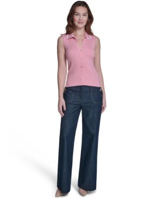 Women's Sleeveless Collared Sweater