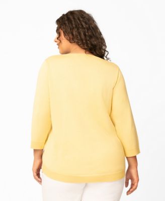 Plus Size Pineapple Textured High-Low Hem Boat Neck Sweater