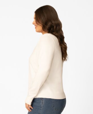 Plus Size Scalloped Trim Button Front Cardigan