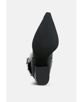 Womens Woodstock Diamante Embellished Pin Buckle Boots