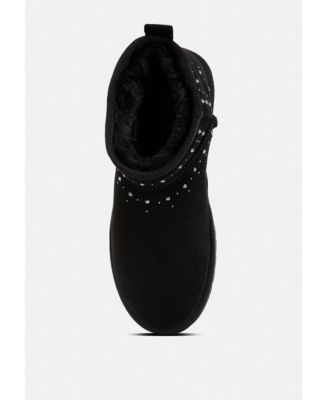 Womens winifred rhinestone embellished fur lined boots