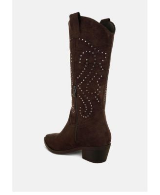Womens Lariat Studs Embellished Cowboy Boots