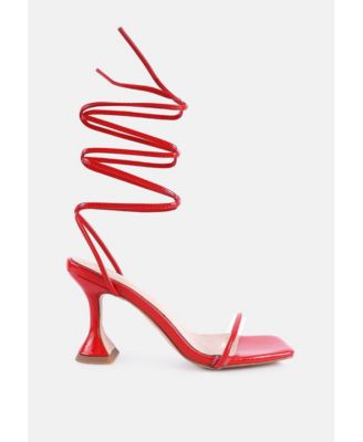 Womens Biten Berry Spool Heel Lace Up Sandals