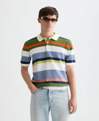 Men's Striped Knitted Polo Shirt