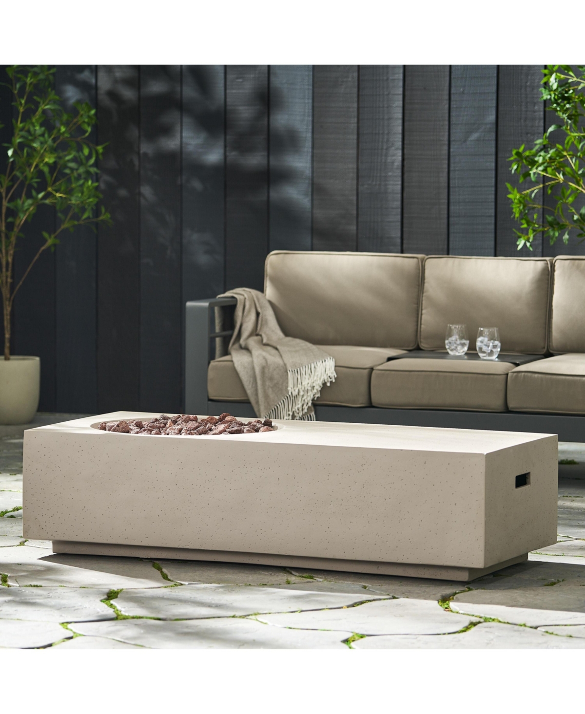 Flynama Rectangle 14.75" Mgo Fire Pit - 50 000 Btu