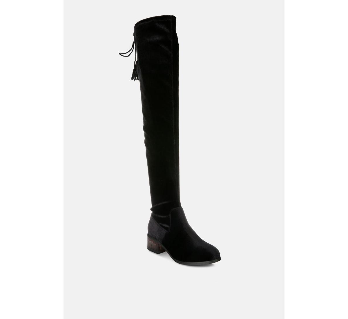 Rumple Velvet Over The Knee Clear Heel Boots