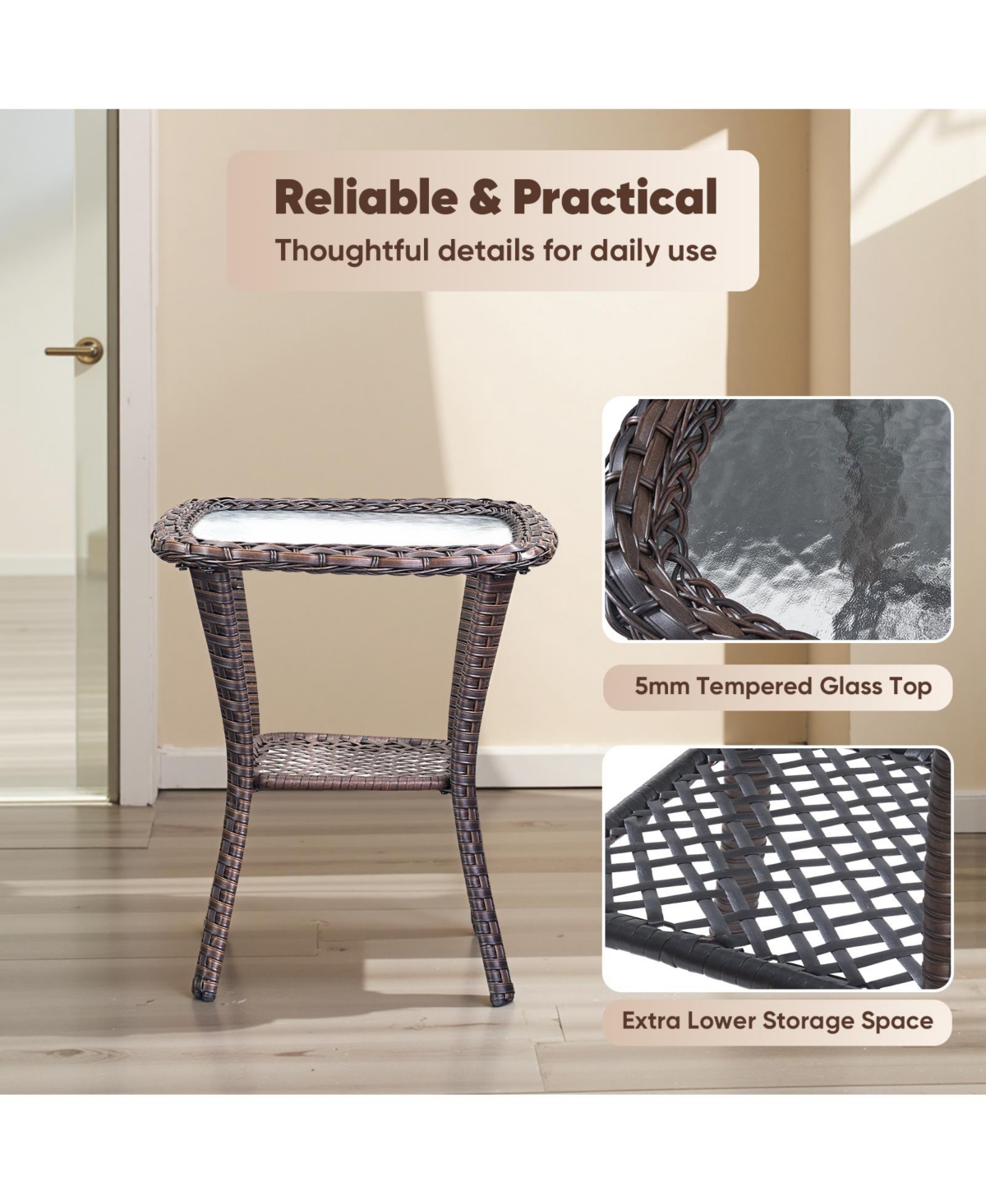 Gymojoy Crescent Brown Wicker Fire Pit Conversation Set with Olefin 6 In. Thick Cushions Patio Swivel Chairs (9-Piece)