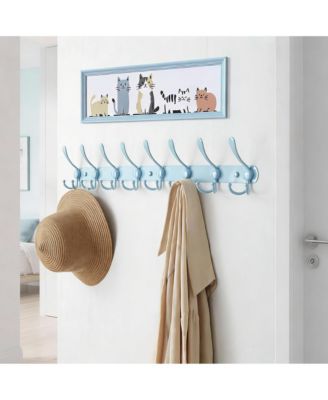 8-Triple Hook Heavy Duty Blue Coat Rack for Entryways