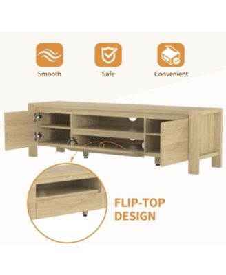 TV Stand with Doors and Cabinet, Farmhouse Entertainment Center, Entertainment Stand for TVs Up to 70"