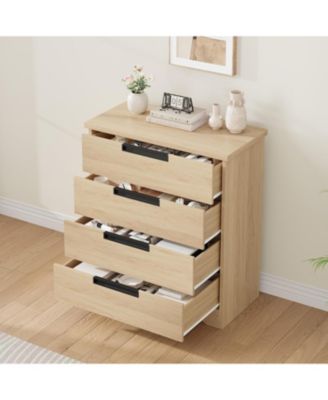 4 Drawer Dresser for Bedroom, Embedded Handles Design, Wooden Dresser Organizer for Living Room, Nursery, Hallway