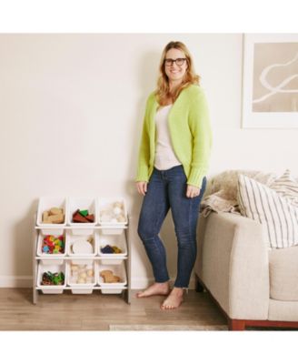 3-Tier Storage Organizer with 9 Bins - Grey/White