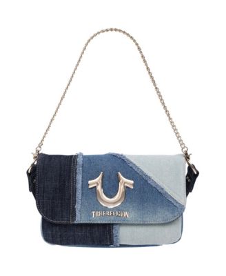 Frayed Denim Horseshoe Hobo Bag