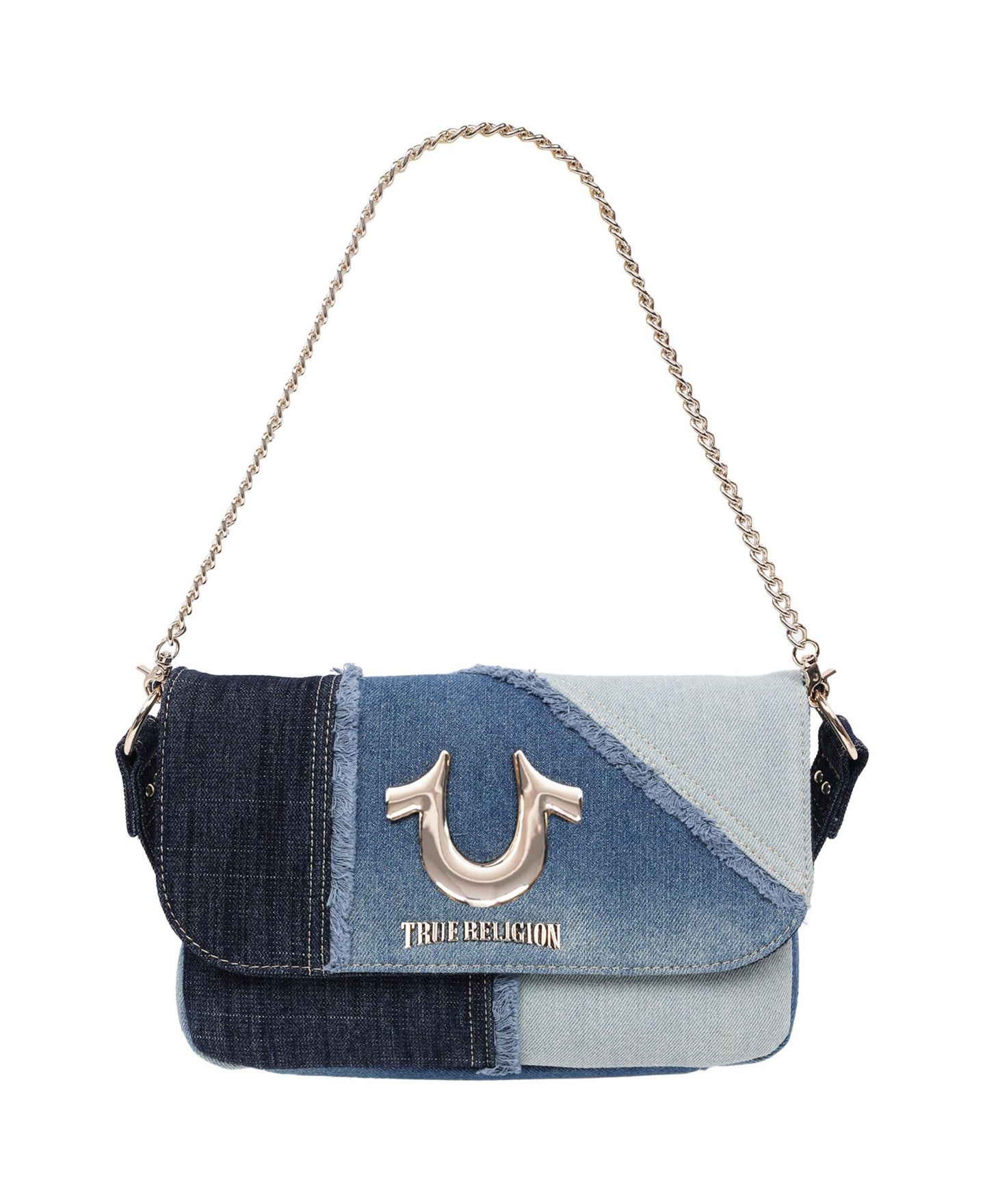 Женская сумка True Religion Frayed Denim Horseshoe Hobo, цвет: Джинсовый / Синий — фото 7