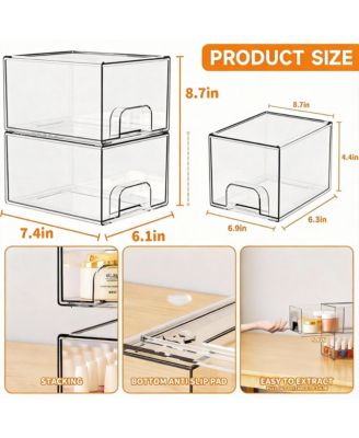 6 Pack -Stackable Clear Acrylic Drawers for Bathroom Vanity Storage