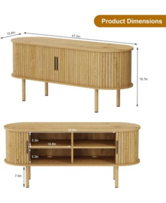 TV Stand, Modern TV Console Table with Storage Compartment and Sliding Door