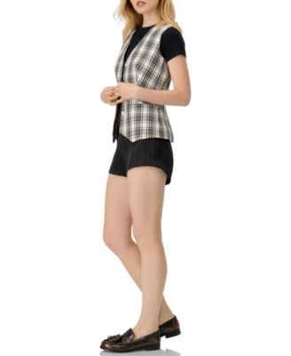 Women's Plaid Vest with Tie Belt