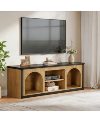 TV Stand with Storage for 65 inch TV, Entertainment Center with Arched Shelves, Color Matching, Media Display Console